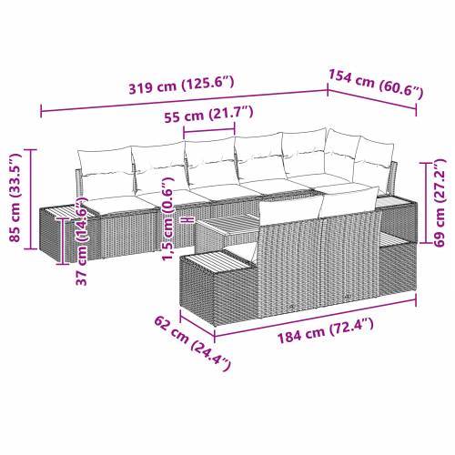 9-dijelni vrtni sofa set s jastučićima sivi poli ratan akacija Cijena