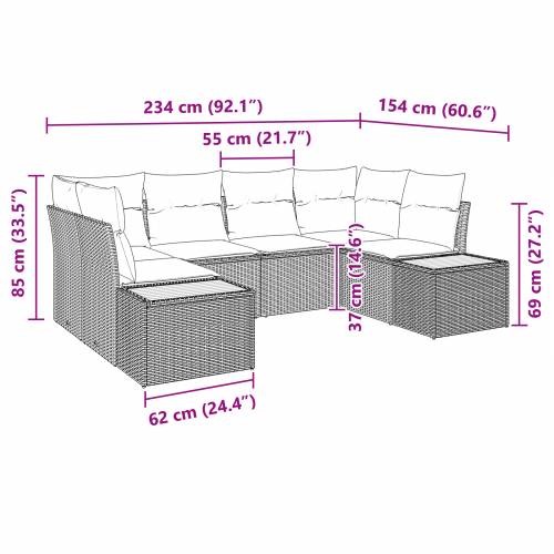 6-dijelni vrtni kauč set s jastučićima sivi poli ratan akacija Cijena
