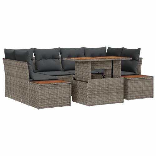 Vrtna garnitura - 6-dijelni set vrtnih sofa s jastučićima sivi poliratan Cijena