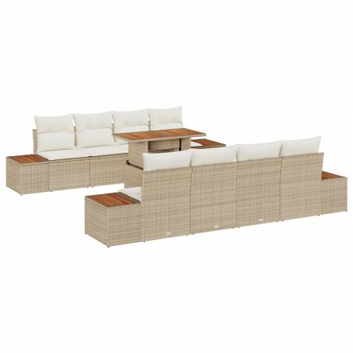 Set vrtnih sofa od 9 dijelova s jastučićima Bež poli ratan Cijena