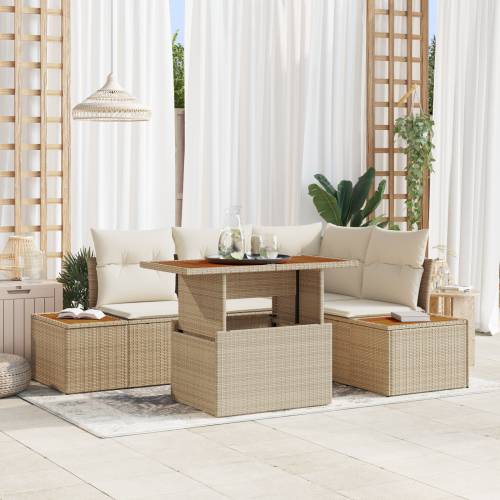 5-dijelni vrtni sofa set s jastučićima Bež poli ratan Cijena