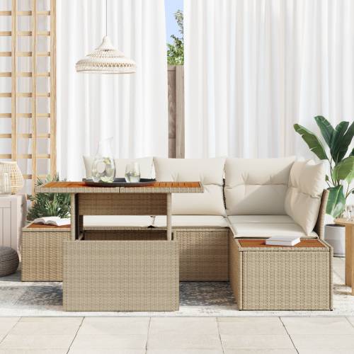 5-dijelni vrtni sofa set s jastučićima Bež poli ratan Cijena