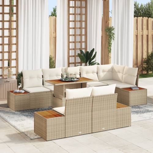 set od 9 dijelova vrtnih sofa s jastučićima bež poli ratan Cijena