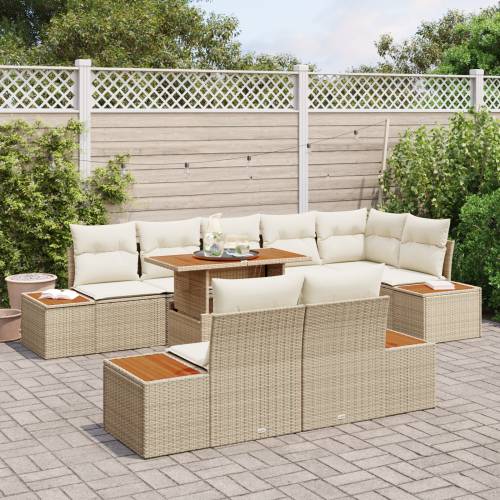 set od 9 dijelova vrtnih sofa s jastučićima bež poli ratan Cijena