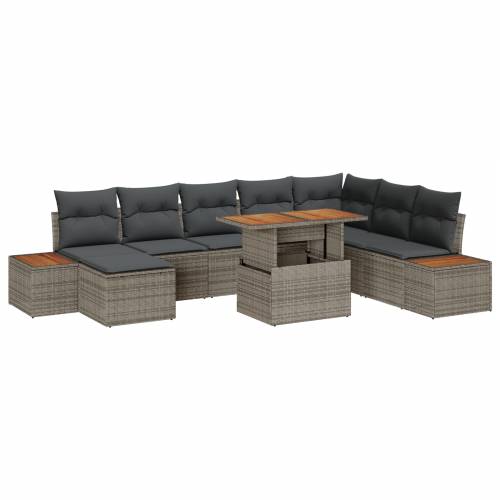 9 Komada Vrtni Sofa Set s Jastučićima Siva Poli Ratan Cijena