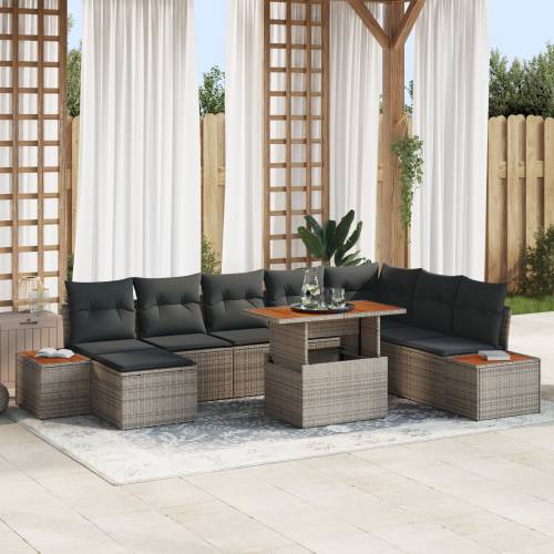 9 Komada Vrtni Sofa Set s Jastučićima Siva Poli Ratan Cijena