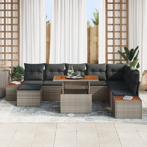 9 Komada Vrtni Sofa Set s Jastučićima Siva Poli Ratan Cijena