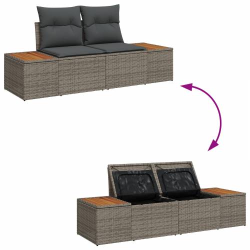8-dijelni vrtni set sofa s jastučićima sivi poli ratan akacija Cijena