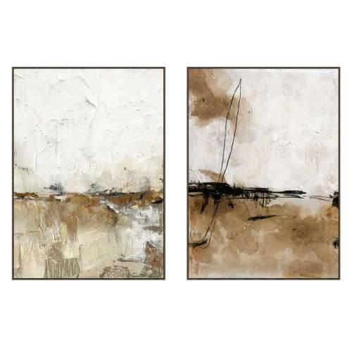 Slika Home ESPRIT Bijela Smeđa Bež Apstraktno moderan 103 x 4,5 x 143 cm (2 kom.) Cijena