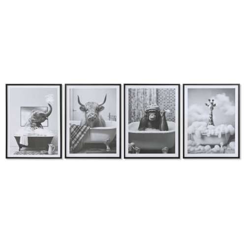 Slika Home ESPRIT Bijela Crna Životinja Vintage 45 x 2,2 x 60 cm (4 kom.) Cijena
