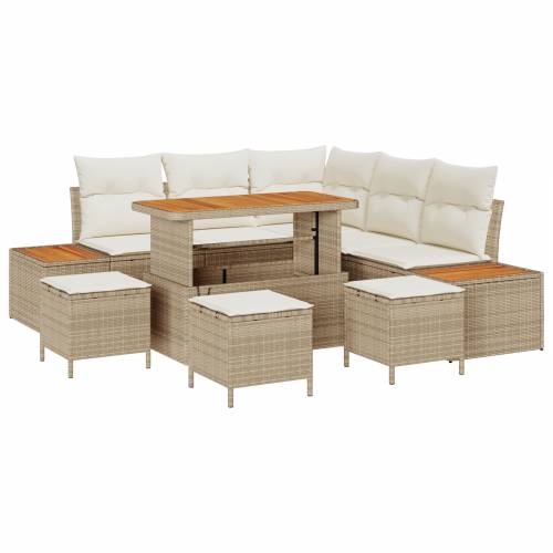 9 komadna vrtna sofa set s jastučićima Bež poli ratan akacija Cijena