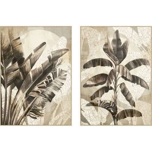 Slika Home ESPRIT Bijela Bež Dlanovi Tropsko 103 x 4,5 x 143 cm (2 kom.) Cijena