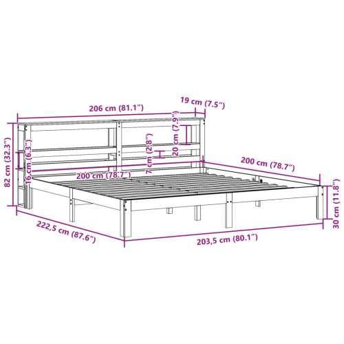 Okvir kreveta s uzglavljem 200 x 200 cm od masivne borovine - Prirodna 200 x 200 cm Cijena