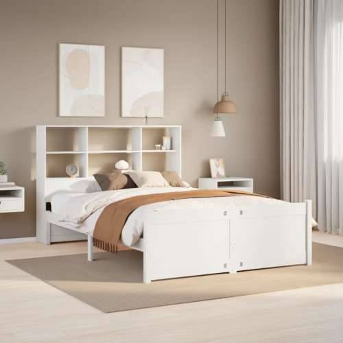Krevet s regalom z knjige bez madraca bijeli 120x190cm borovina - Bijela 120 x 190 cm Cijena