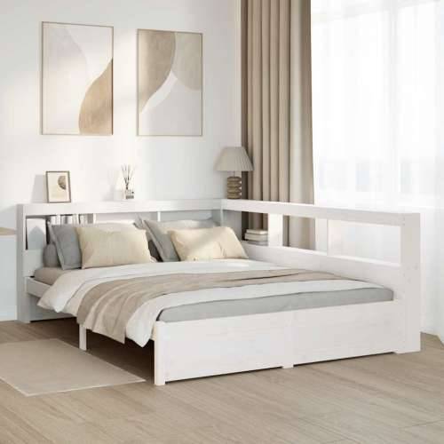 Krevet s regalom z knjige bez madraca bijeli 140x200cm borovina - Bijela 140 x 200 cm Cijena