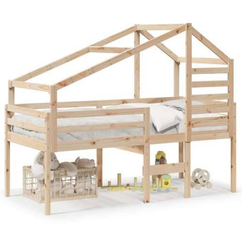 Visoki krevet s krovom 90 x 190 cm od masivne borovine - Prirodna 90 x 190 cm Cijena