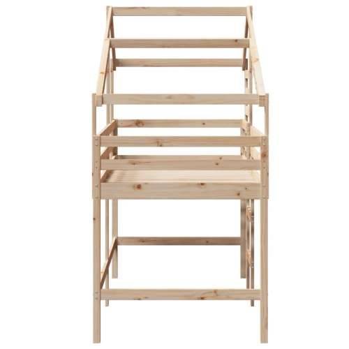 Krevet na kat s ljestvama i krovom 90x190 cm od borovine - Prirodna 90 x 190 cm Cijena