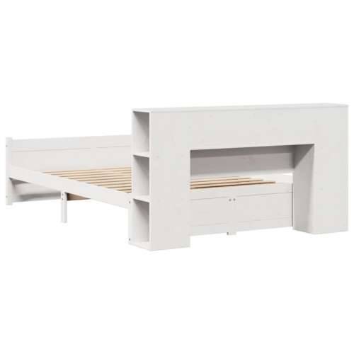 Krevet s regalom z knjige bez madraca bijeli 120x190cm borovina - Bijela 120 x 190 cm Cijena