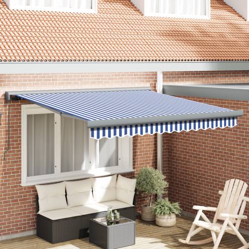 Manualna Retraktabilna Tenda Plava i Bijela 300x250 cm Cijena
