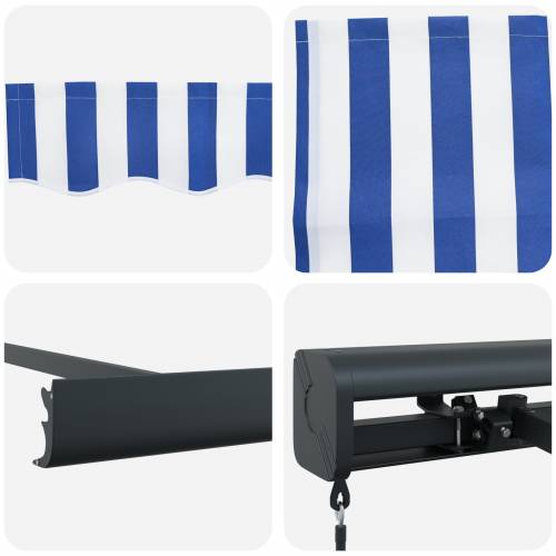Manualna Retraktabilna Tenda Plava i Bijela 300x250 cm Cijena