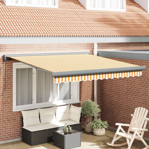 Ručno uvlačiva tenda žuta i bijela 300x250 cm Cijena