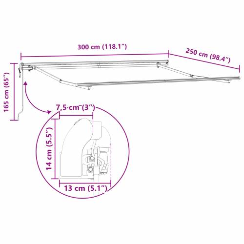 Automatska uvlačiva tenda šarenih pruga 300x250 cm Cijena