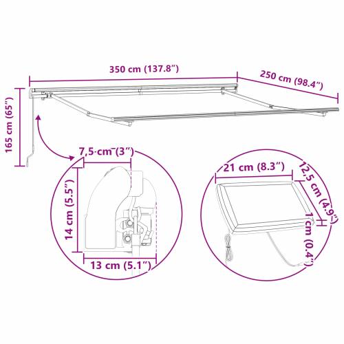 Ručno uvlačivo sjenilo s LED-om narančaste i smeđe boje 350x250 cm Cijena