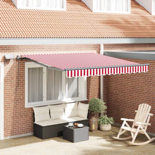 Ručno uvlačiva tenda s LED crvenim i bijelim prugama 350x250 cm Cijena