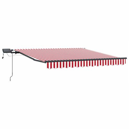 Ručno uvlačiva tenda s LED crvenim i bijelim prugama 350x250 cm Cijena