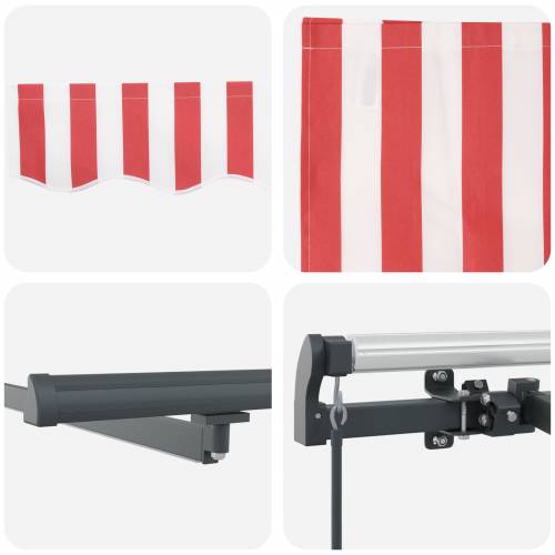 Ručno uvlačiva tenda s LED crvenim i bijelim prugama 350x250 cm Cijena