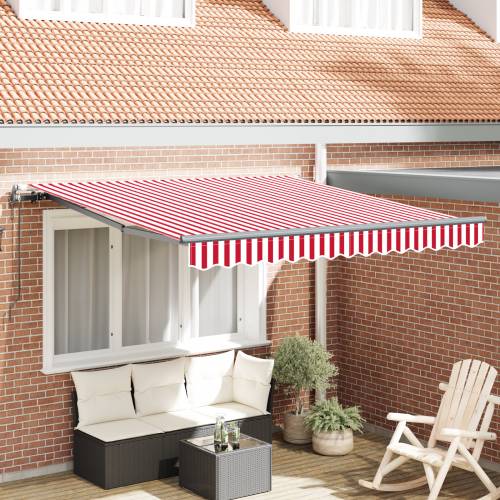 Automatska uvlačiva tenda crveno-bijela pruga 350x250 cm Cijena