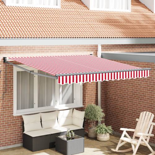 Ručno uvlačiva tenda Crvena i bijela pruga 350x250 cm Cijena
