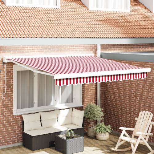 Automatska uvlačiva tenda crveno-bijela pruga 350x250 cm Cijena