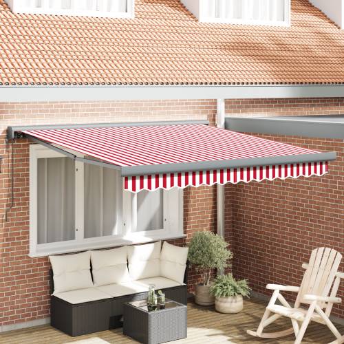 Automatska uvlačiva tenda crveno-bijela pruga 350x250 cm Cijena