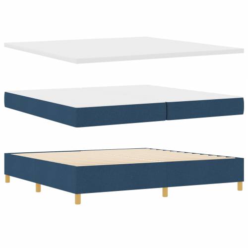 Krevet s uzglavljem i madracem & klupa plava 200x200 cm tkanina Cijena