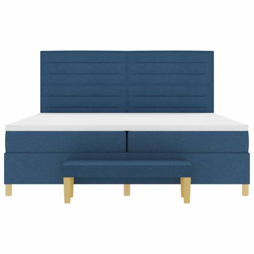 Krevet s uzglavljem i madracem & klupa plava 200x200 cm tkanina Cijena