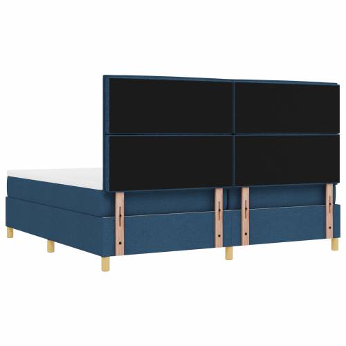 Krevet s uzglavljem i madracem & klupa plava 200x200 cm tkanina Cijena