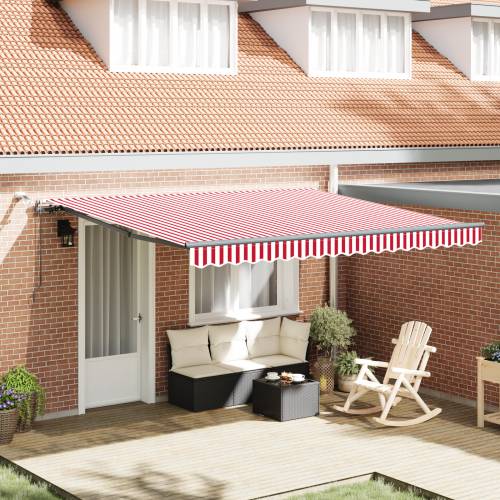 Automatska uvlačiva tenda s LED crveno-bijelim prugama 400x300 cm Cijena