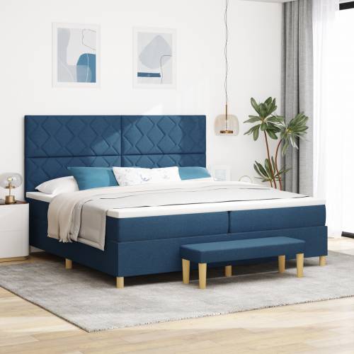 Box Spring Krevet s Madracem & Klupom Plavi 200x200 cm Tkanina Cijena