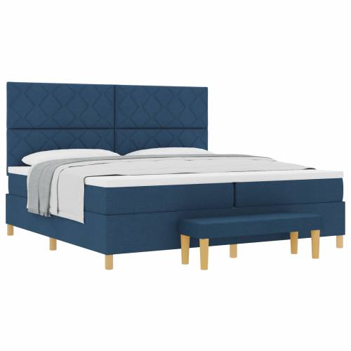 Box Spring Krevet s Madracem & Klupom Plavi 200x200 cm Tkanina Cijena