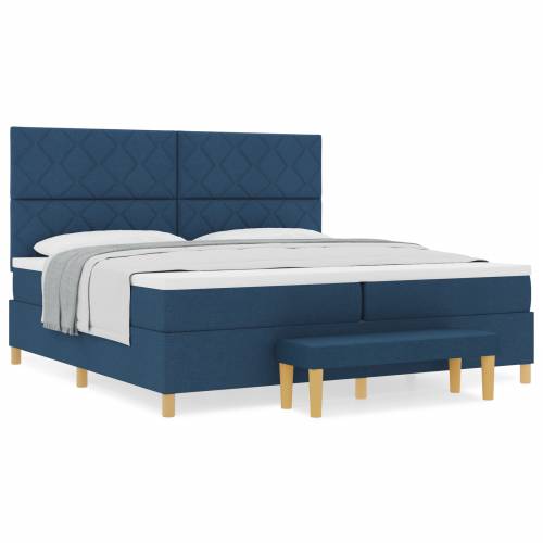 Box Spring Krevet s Madracem & Klupom Plavi 200x200 cm Tkanina Cijena