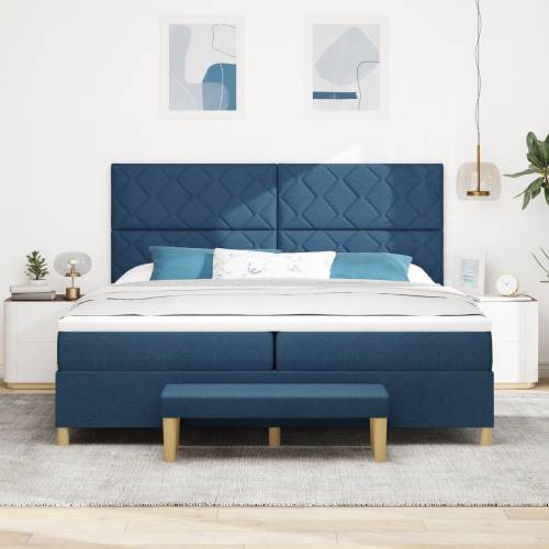 Box Spring Krevet s Madracem & Klupom Plavi 200x200 cm Tkanina Cijena