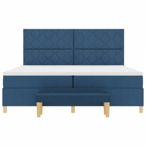 Box Spring Krevet s Madracem & Klupom Plavi 200x200 cm Tkanina Cijena