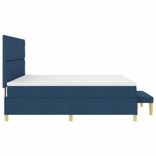 Box Spring Krevet s Madracem & Klupom Plavi 200x200 cm Tkanina Cijena