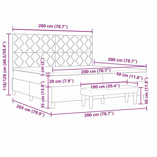Box Spring Krevet s Madracem & Klupom Plavi 200x200 cm Tkanina Cijena