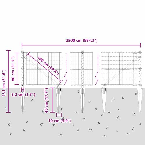 Euro Ograda sa 13 Špica Stupova 0.8x25 m Galvanizirana Čelična Siva Cijena
