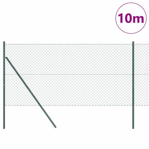 Ograda od lanca s 7 stupova 1.4x10 m Galvanizirani čelik Zelena Cijena