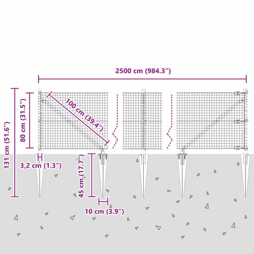 zavarena žičana ograda s 13 šiljaka Siva 0.8x25 m Čelik Cijena