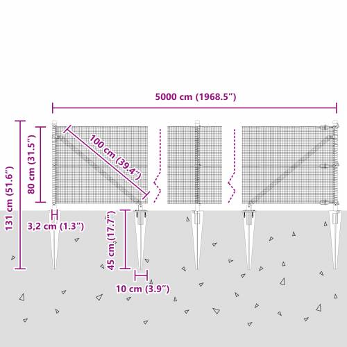 zavarena žičana ograda s 13 bodljikavih stupova Siva 0.8x50 m Čelik Cijena