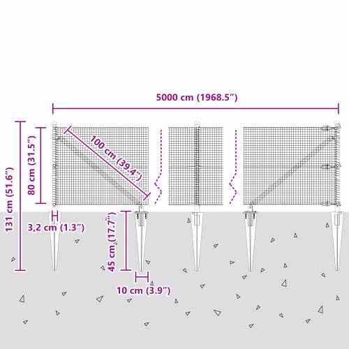 zavarena žičana ograda sa 13 šiljaka Siva 0,8x50 m Čelik Cijena